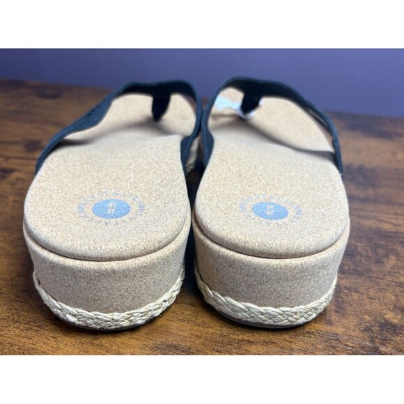 Revitalign Orthotic Leather Wedge Thong Sandals Kate Women’s Size 9B Black Tan - Picture 3 of 10